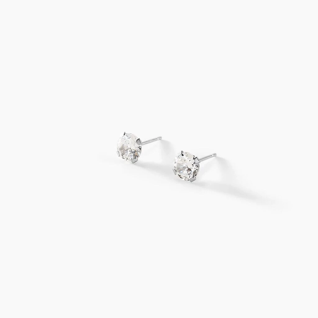Boucles D'oreilles Puces Eddie Or Blanc Oxyde De Zirconium 3 Boucles D'oreilles Puces Eddie Or Blanc Oxyde De Zirconium