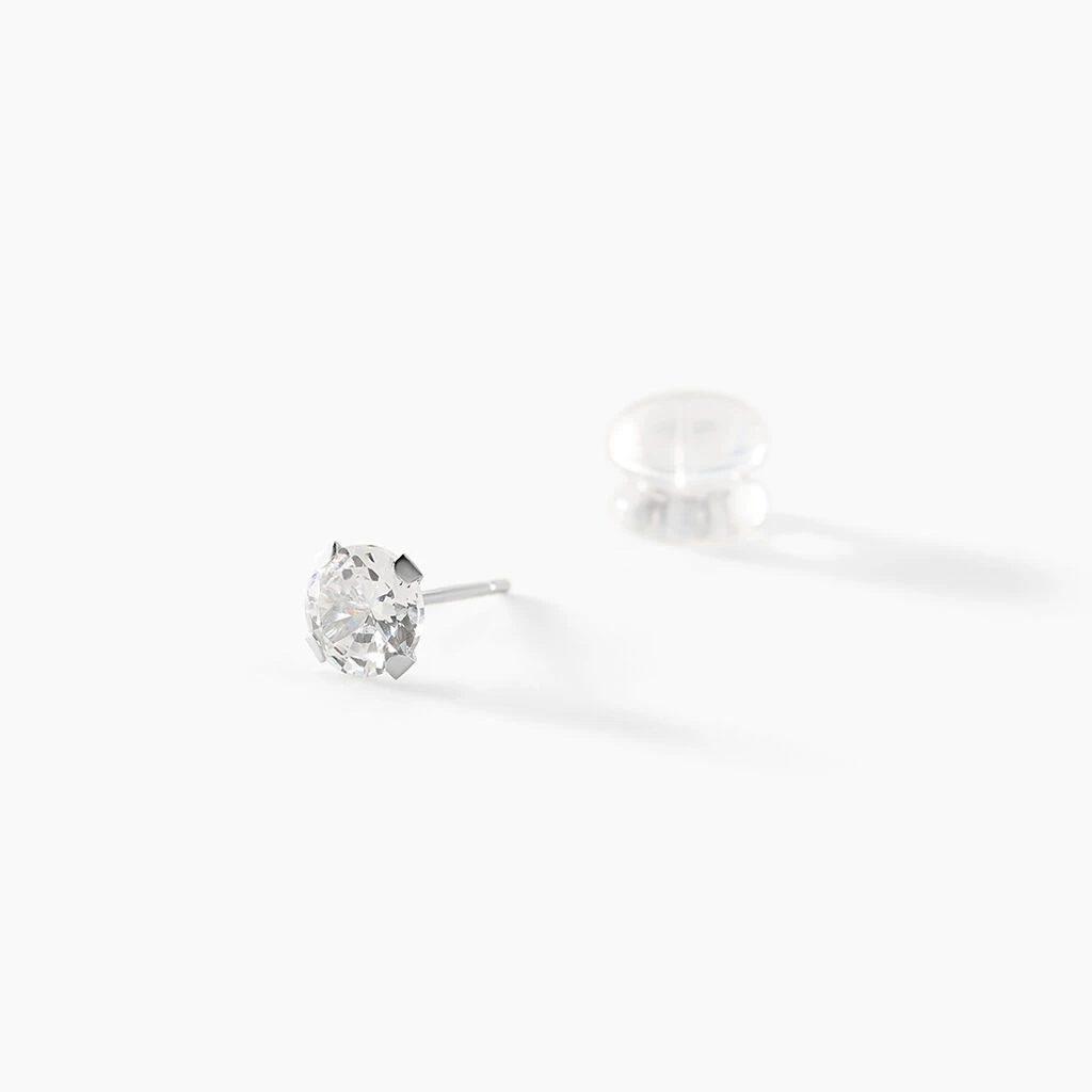 Boucles D'oreilles Puces Eddie Or Blanc Oxyde De Zirconium 4 Boucles D'oreilles Puces Eddie Or Blanc Oxyde De Zirconium – Image 2