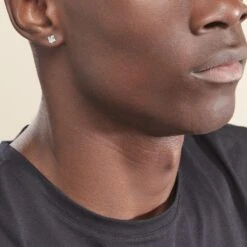 Boucles D'oreilles Puces Or Blanc Doreen Oxydes De Zirconium -Fanny Boutique B3OFBZW621 model2