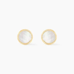 Boucles D'oreilles Puces Joana Or Jaune Nacre