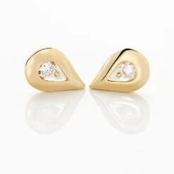 Boucles D'oreilles Puces Purete Or Jaune Diamant -Fanny Boutique B3OFJDW195 view2