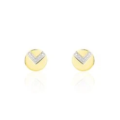 Boucles D'oreilles Puces Or Jaune Diamant