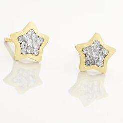 Boucles D'oreilles Puces Elais Etoile 0 Or Jaune Strass -Fanny Boutique B3OFJPW292 view2