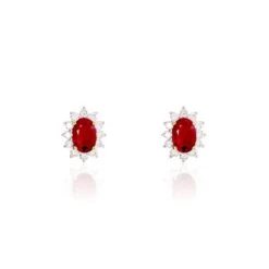 Boucles D'oreilles Puces Vladimir Or Jaune Diamant Et Rubis