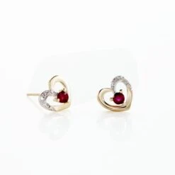 Boucles D'oreilles Puces Kyrill Or Jaune Rubis Diamants -Fanny Boutique B3OFJRR120 view2