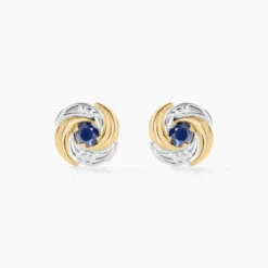 Boucles D'oreilles Puces Potentille Or Jaune Saphir