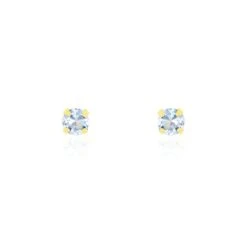 Boucles D'oreilles Puces Daria Serti Griffe 2 Or Jaune Oxyde