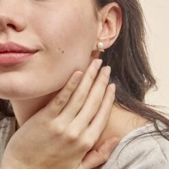 Boucles D'oreilles Puces Antoinette Or Jaune Perle De Culture -Fanny Boutique B3OFJU2052 model0