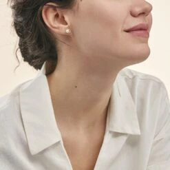 Boucles D'oreilles Puces Aloys Or Jaune Perle De Culture -Fanny Boutique B3OFJU2244 model0