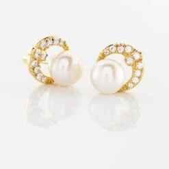 Boucles D'oreilles Puces Aloys Or Jaune Perle De Culture -Fanny Boutique B3OFJU2244 view2