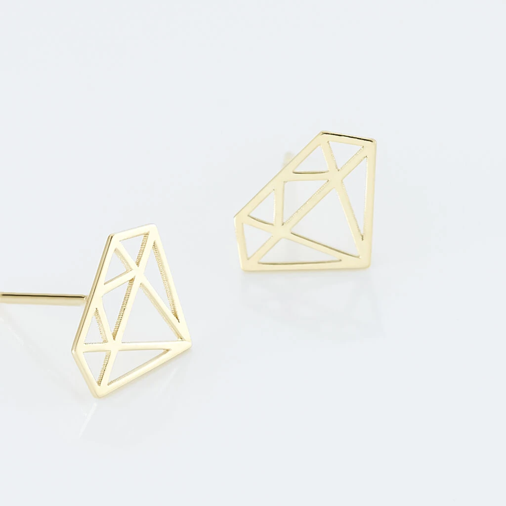 Boucles D'oreilles Puces Origami Or Jaune 5 Boucles D'oreilles Puces Origami Or Jaune – Image 3