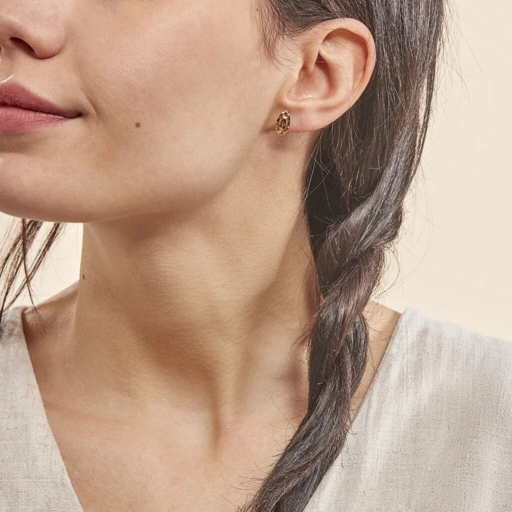 Boucles D'oreilles Puces Elodile Ovale Or Jaune 6 Boucles D'oreilles Puces Elodile Ovale Or Jaune – Image 4