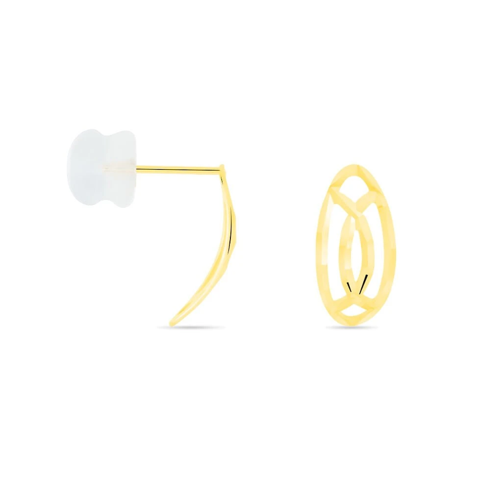 Boucles D'oreilles Puces Elodile Ovale Or Jaune 4 Boucles D'oreilles Puces Elodile Ovale Or Jaune – Image 2