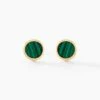 Boucles D'oreilles Puces Florica Or Jaune Malachite