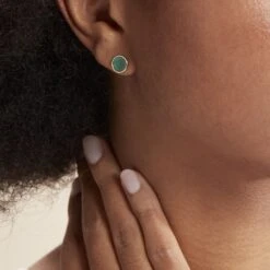 Boucles D'oreilles Puces Florica Or Jaune Malachite -Fanny Boutique B3OFJXV009 model0