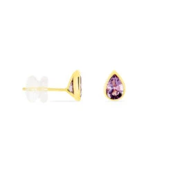 Boucles D'oreilles Puces Fassia Or Jaune Amethyste 7 Boucles D'oreilles Puces Fassia Or Jaune Amethyste -Fanny Boutique B3OFJYI168 view1