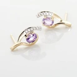Boucles D'oreilles Sagesse Or Jaune Amethyste Oxyde -Fanny Boutique B3OFJYI187 view2