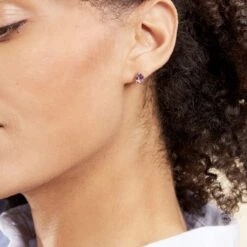 Boucles D'oreilles Puces Or Jaune Prudencia Améthystes -Fanny Boutique B3OFJYI188 model0