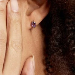 Boucles D'oreilles Puces Or Jaune Prudencia Améthystes -Fanny Boutique B3OFJYI188 model1