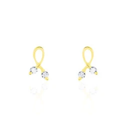 Boucles D'oreilles Puces Alvina Ruban Or Jaune Oxyde De Zirconium