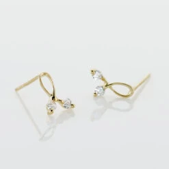 Boucles D'oreilles Puces Alvina Ruban Or Jaune Oxyde De Zirconium -Fanny Boutique B3OFJZW131 view2