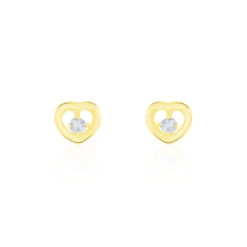 Boucles D'oreilles Puces Daria Cœur Or Jaune Oxyde De Zirconium