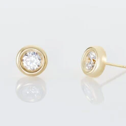 Boucles D'oreilles Puces Eden Serti Pneu Or Jaune Oxyde De Zirconium -Fanny Boutique B3OFJZW169 view2