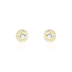 Boucles D'oreilles Puces Tahera Or Jaune Oxyde De Zirconium