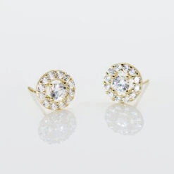 Boucles D'oreilles Puces Tahera Or Jaune Oxyde De Zirconium -Fanny Boutique B3OFJZW245 view2