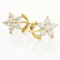 Boucles D'oreilles Puces Eleanor Fleur Or Jaune Oxyde De Zirconium -Fanny Boutique B3OFJZW402 view2