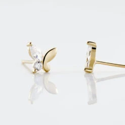 Boucles D'oreilles Puces Evaelle Papillon Or Jaune Oxyde De Zirconium -Fanny Boutique B3OFJZW583 view2