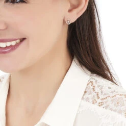 Boucles D'oreilles Puces Or Rose Morganite Et Diamant -Fanny Boutique B3OFRAS007 model0