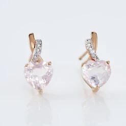 Boucles D'oreilles Puces Or Rose Clothilde Quartz -Fanny Boutique B3OFRQS030 view2