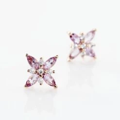 Boucles D'oreilles Puces Anabele Or Rose Amethyste Oxyde -Fanny Boutique B3OFRYI169 view3