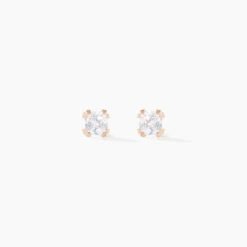 Boucles D'oreilles Puces Doreen Carre Or Rose Oxyde De Zirconium