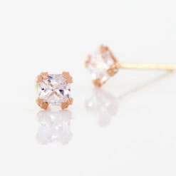 Boucles D'oreilles Puces Doreen Carre Or Rose Oxyde De Zirconium -Fanny Boutique B3OFRZW007 view2