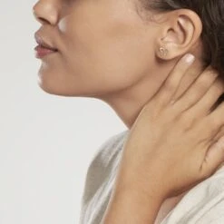 Boucles D'oreilles Puces Camomille Or Jaune Oxyde De Zirconium -Fanny Boutique B3OMJZW006 model0