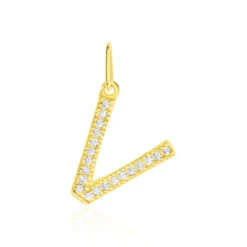 Pendentif Lettre V Or Jaune Oxyde