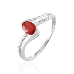 Bague Anja Or Blanc Rubis Et Diamant