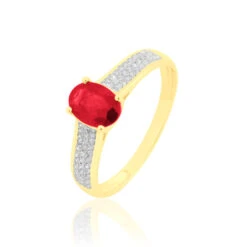 Bague Crista Or Jaune Rubis Et Diamant