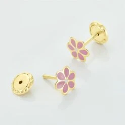 Boucles D'oreilles Puces Or Jaune Talia Email -Fanny Boutique B7OEJW0125 view2