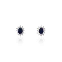 Boucles D'oreilles Puces Vladimir Or Blanc Saphir Diamant