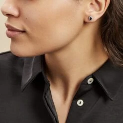 Boucles D'oreilles Puces Vladimir Or Blanc Saphir Diamant -Fanny Boutique B7OFBSB258 model0