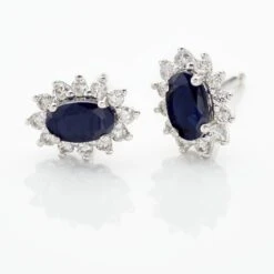 Boucles D'oreilles Puces Vladimir Or Blanc Saphir Diamant -Fanny Boutique B7OFBSB258 view2