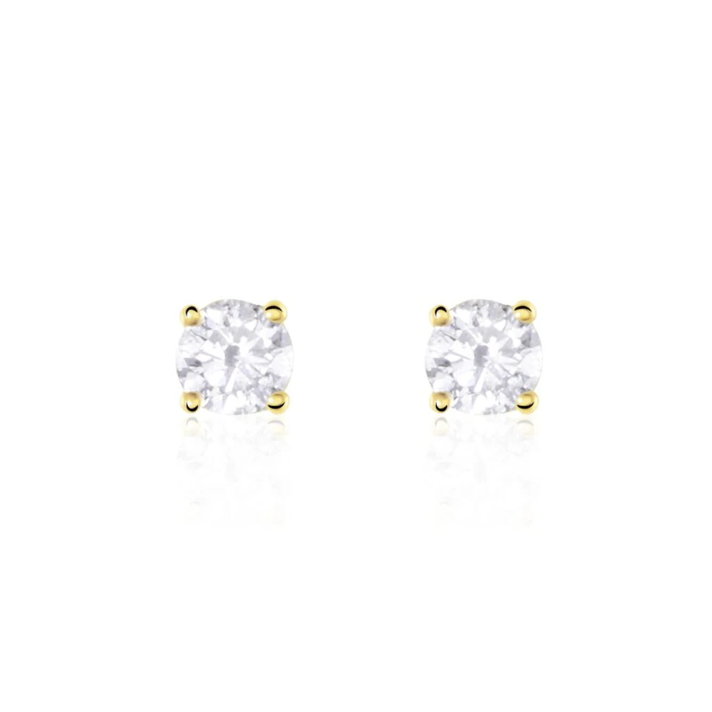 Boucles D'oreilles Puces Or Jaune Victoria Diamants 3 Boucles D'oreilles Puces Or Jaune Victoria Diamants