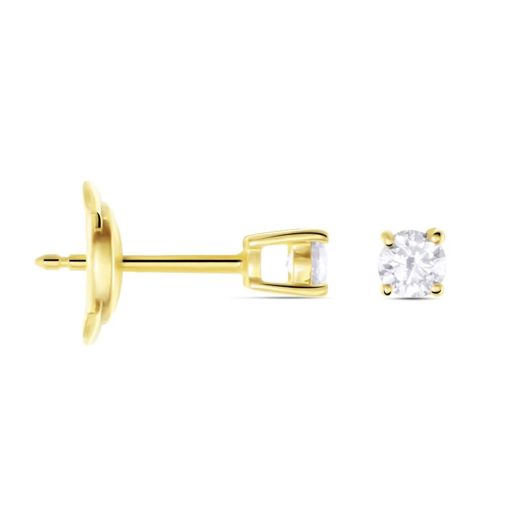 Boucles D'oreilles Puces Or Jaune Victoria Diamants 4 Boucles D'oreilles Puces Or Jaune Victoria Diamants – Image 2