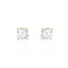 Boucles D'oreilles Puces 4 Griffes Or Jaune Diamant Synthetique