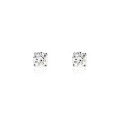 Boucles D'oreilles Puces Victoria Platine Blanc Diamant