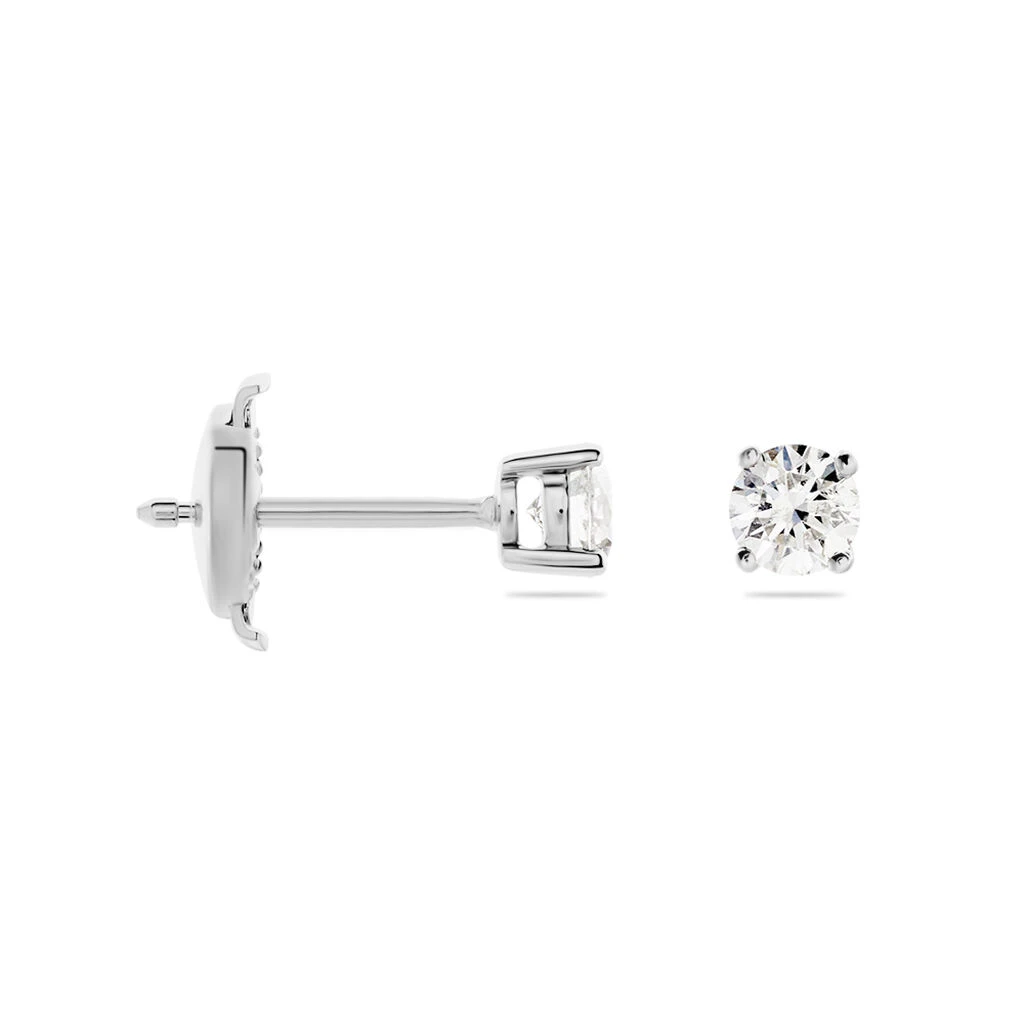 Boucles D'oreilles Puces Victoria Platine Blanc Diamant 4 Boucles D'oreilles Puces Victoria Platine Blanc Diamant – Image 2
