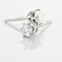 Boucles D'oreilles Puces Natalia Pl Platine Blanc Diamant -Fanny Boutique BPOFBDW128 view2